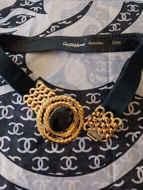 Christian Dior Saks F8fth Avenu Vintage Black/ Gold Belt Size S